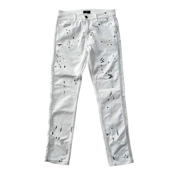7 For All Mankind Paxtyn Slim-Fit Paint Splatter Jeans ( 30 x 32 ) - Picture 4 of 6